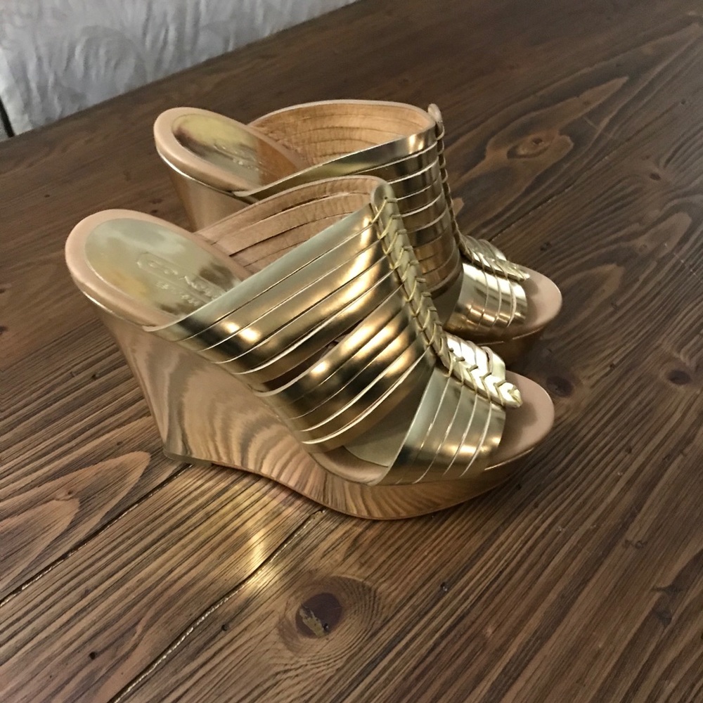 Coach Metallic Gold Wedges